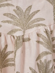 Vestido de lino y algodón con diseño tropical Klemee de Reiss - Imagen 4 de 4