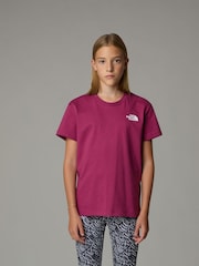 The North Face Purple Girls Redbox Relaxed 100% Cotton T-Shirt - Image 1 of 3