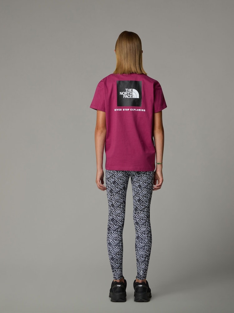 The North Face Purple Girls Redbox Relaxed 100% Cotton T-Shirt - Image 3 of 3 The North Face Purple Girls Redbox Relaxed 100% Cotton T-Shirt - Image 3 of 3