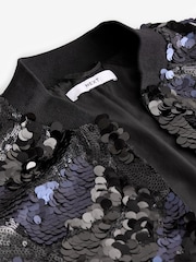 Dark Blue Sequin Bomber Jacket - Image 6 of 8