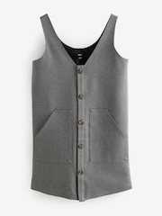 Grey V-Neck Ponte Pinafore Mini Dress - Image 5 of 7