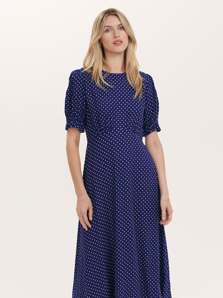 Finery Φόρεμα Μικρά μεγέθη τσαγιού Mela Polka Dot Μίντι - Εικόνα 2 του 6