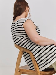 Simply Be Black Stripe Knitted Longline Waistcoat - Image 2 of 5