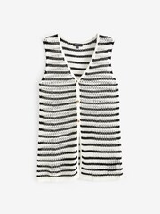 Simply Be Black Stripe Knitted Longline Waistcoat - Image 5 of 5