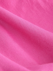 Bright Pink Mini Sleeveless Racer Stretch Linen Blend Dress - Image 8 of 8