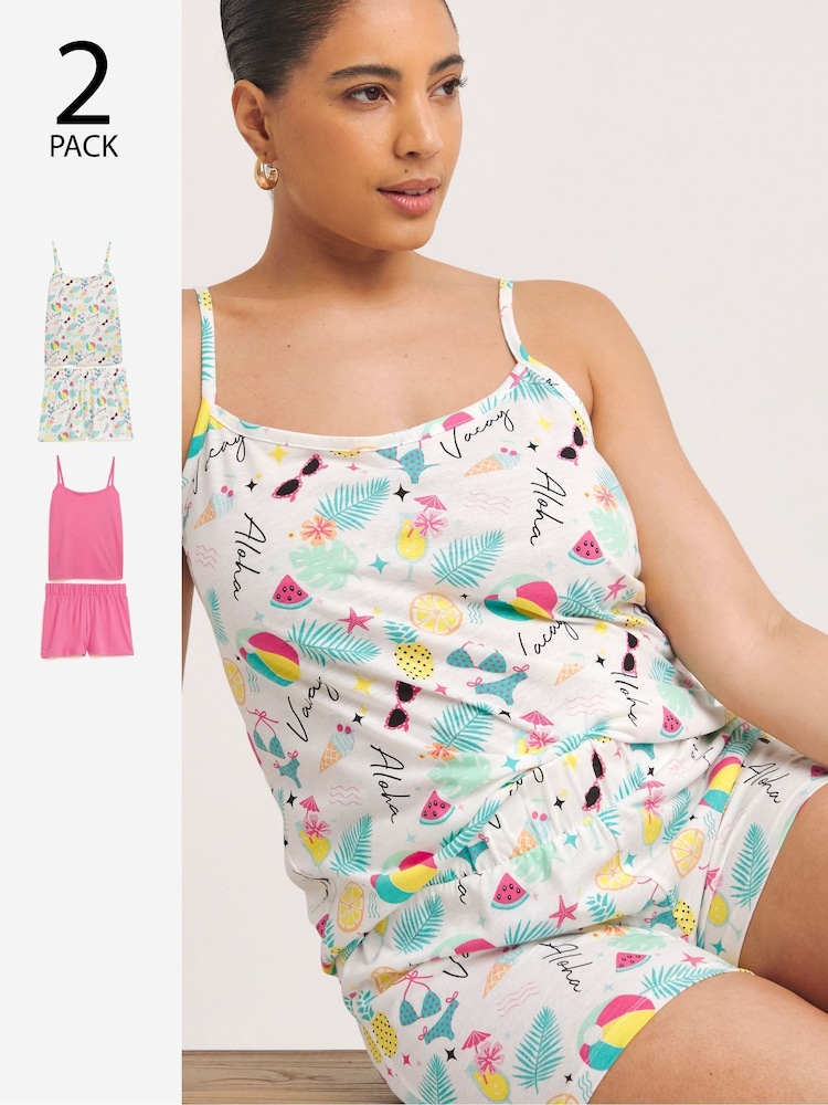 Simply Be White Pretty Secrets Value Shortie Set 2 Pack - Image 1 of 9