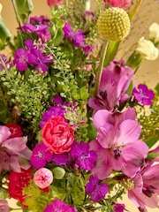Bright Alstroemeria Fresh Flower Bouquet With Wrapped Glass Vase - Image 3 of 7