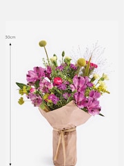 Bright Alstroemeria Fresh Flower Bouquet With Wrapped Glass Vase - Image 4 of 7