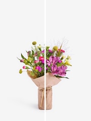 Bright Alstroemeria Fresh Flower Bouquet With Wrapped Glass Vase - Image 5 of 7