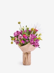 Bright Alstroemeria Fresh Flower Bouquet With Wrapped Glass Vase - Image 6 of 7