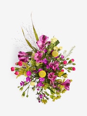 Bright Alstroemeria Fresh Flower Bouquet With Wrapped Glass Vase - Image 7 of 7
