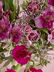 Lilac Purple Alstroemeria Fresh Flower Bouquet With Wrapped Glass Vase - Image 3 of 5