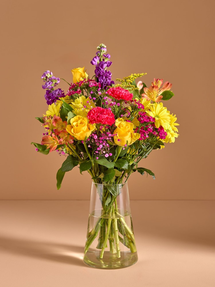 Bright Rose and Carnation Fresh Flower Letterbox Bouquet - Image 1 of 4