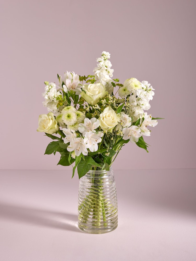 White Rose and Chrysanthemum Fresh Flower Letterbox Bouquet - Image 1 of 5