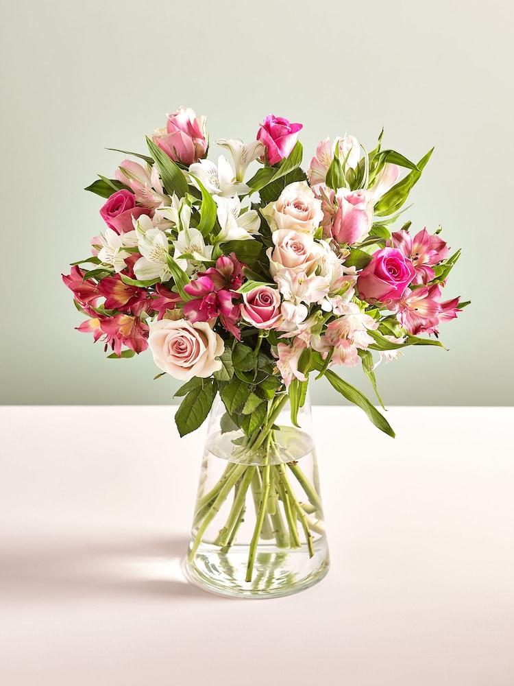 Pink Rose and Alstroemeria Fresh Flower Letterbox Bouquet - Image 1 of 6