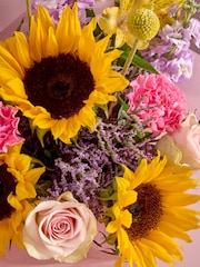 Pastel Mother's Day Rose and Sunflowers Fresh Flower Bouquet in Hatbox - Image 2 of 4