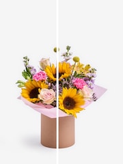 Pastel Mother's Day Rose and Sunflowers Fresh Flower Bouquet in Hatbox - Image 3 of 4