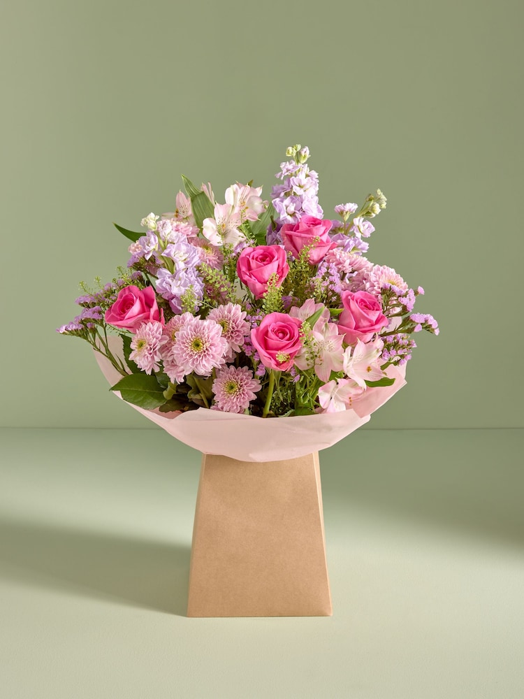 Pastel Rose and Chrysanthemum Fresh Flower Bouquet in Gift Bag - Image 1 of 5