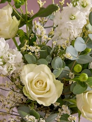 White Rose and Mathiola Fresh Flower Bouquet in Gift Bag - Image 2 of 5