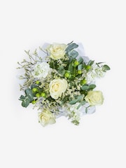 White Rose and Mathiola Fresh Flower Bouquet in Gift Bag - Image 5 of 5