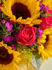 Bright Sunflower and Rose Fresh Flower Bouquet in Hatbox - Image 2 of 4