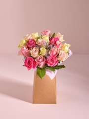 Pastel Rose Fresh Flower Bouquet in Gift Bag - Image 1 of 4
