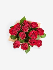 Red Dozen Roses Fresh Flower Bouquet - Image 4 of 4