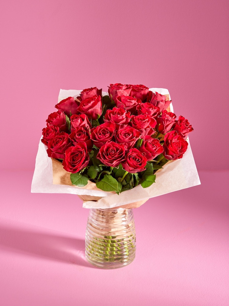 Red Two Dozen Roses Fresh Flower Bouquet - Image 1 of 4