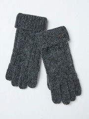 FatFace Charcoal Grey Cable Knit Gloves - Image 1 of 2