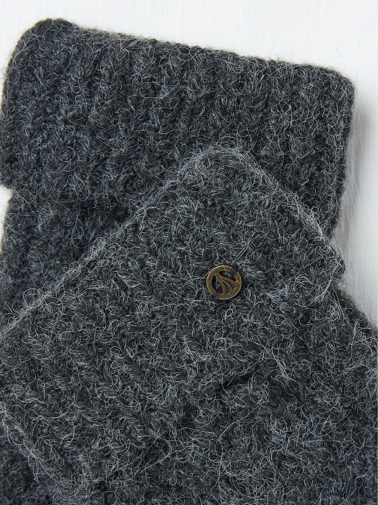 FatFace Charcoal Grey Cable Knit Gloves - Image 2 of 2 FatFace Charcoal Grey Cable Knit Gloves - Image 2 of 2