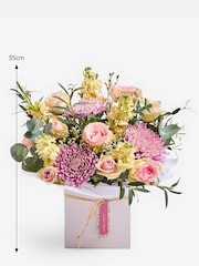 Laura Ashley Pink Rose and Bloom Chrysanthemum Fresh Flower Bouquet in Gift Bag - Image 3 of 5