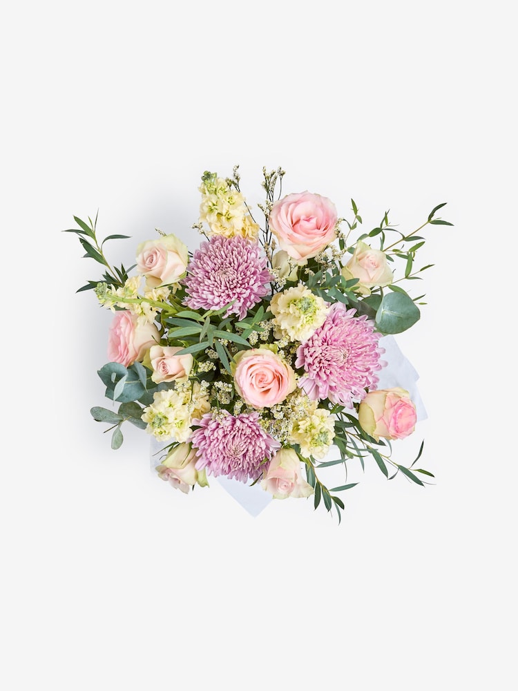Laura Ashley Pink Rose and Bloom Chrysanthemum Fresh Flower Bouquet in Gift Bag - Image 5 of 5