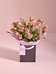 Lilac Purple Rose Fresh Flower Bouquet in Gift Bag - Image 1 of 4