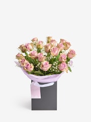 Lilac Purple Rose Fresh Flower Bouquet in Gift Bag - Image 3 of 4