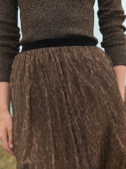 Leopard Print Mesh Tulle Midi Skirt - Image 4 of 7