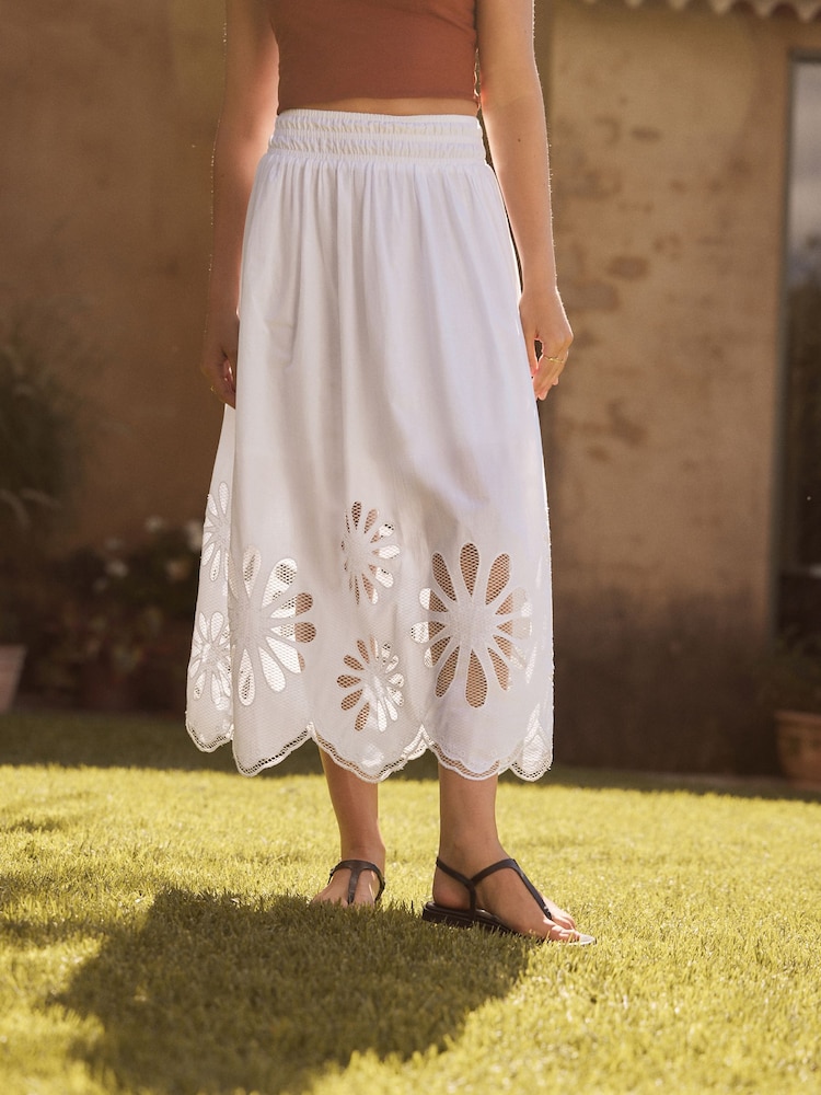 White Cut-Out Maxi Skirt - Image 2 of 8