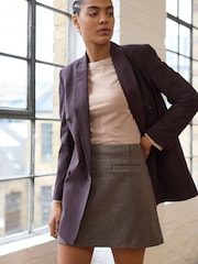 Neutral Brushed Check Mini Skirt - Image 1 of 7