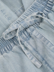 Reiss Light Blue Carter Petite Denim Look Wide Leg Trousers - Image 6 of 7