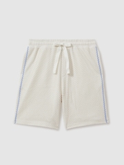 Reiss Ecru Palma Ché Crochet Contrast Trim Drawstring Shorts - Image 2 of 5