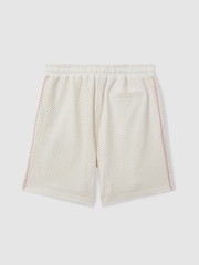 Reiss Ecru Palma Ché Crochet Contrast Trim Drawstring Shorts - Image 3 of 5