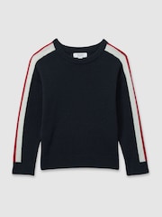 Azul marino/rojo - Jersey de lana con mangas con rayas Briar de Reiss - Imagen 2 de 4