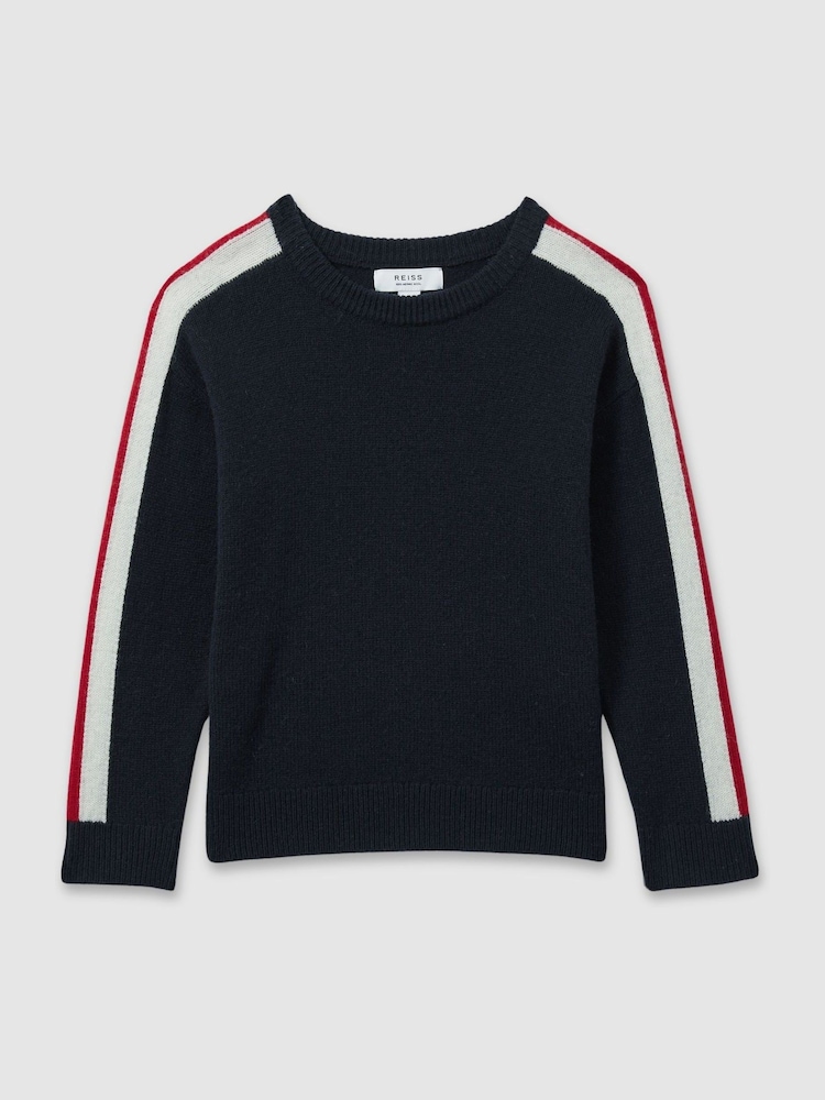 Azul marino/rojo - Jersey de lana con mangas con rayas Briar de Reiss - Imagen 2 de 4