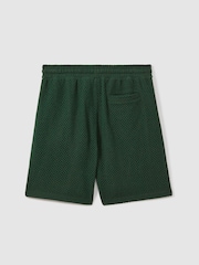 Reiss Dark Green Palmo Ché Crochet Contrast Trim Drawstring Shorts - Image 3 of 5