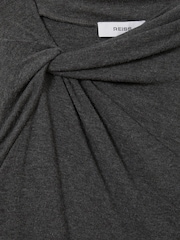 Reiss Grey Vesta Knitted Twist Detail Mini Dress - Image 6 of 7