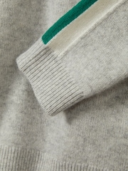 Reiss Soft Grey/Green Briar 3-9 yrs Wool Stiped-Sleeve Jumper - Image 4 of 4