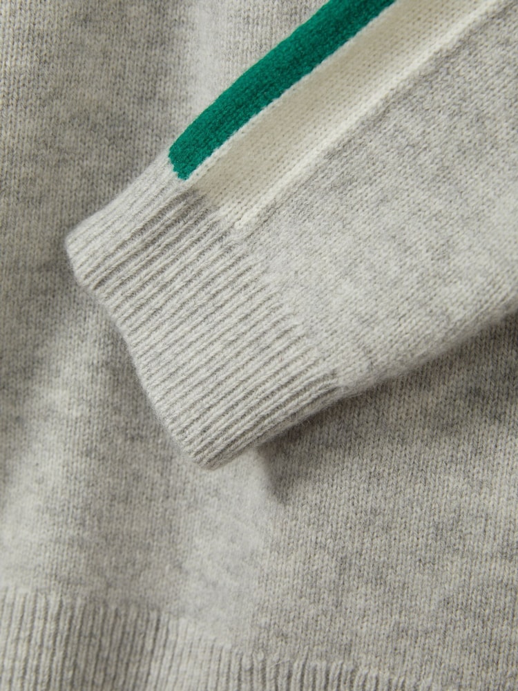 Reiss Soft Grey/Green Briar 3-9 yrs Wool Stiped-Sleeve Jumper - Image 4 of 4