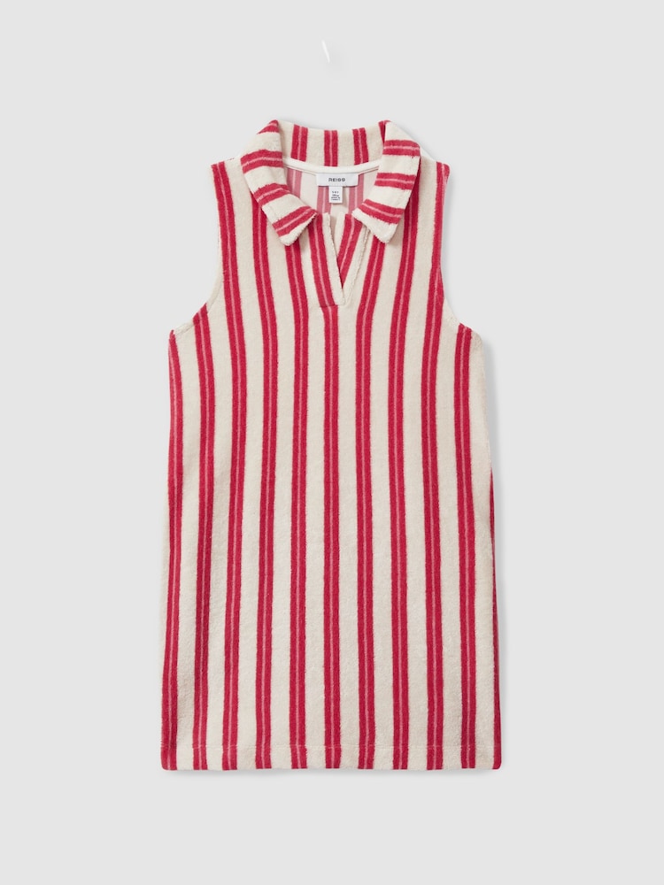 Reiss Pink Felicia 4-9 yrs Towelling Open Collar Dress - Image 2 of 4 Reiss Pink Felicia 4-9 yrs Towelling Open Collar Dress - Image 2 of 4