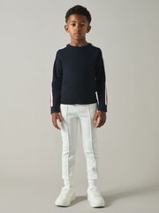 Reiss Navy/Red Briar 9-13 yrs Wool Stiped-Sleeve Jumper - Image 3 of 4