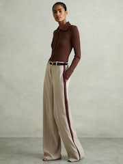 Reiss Maroon Jenna Ribbed Knitted Shirt - Image 4 of 5