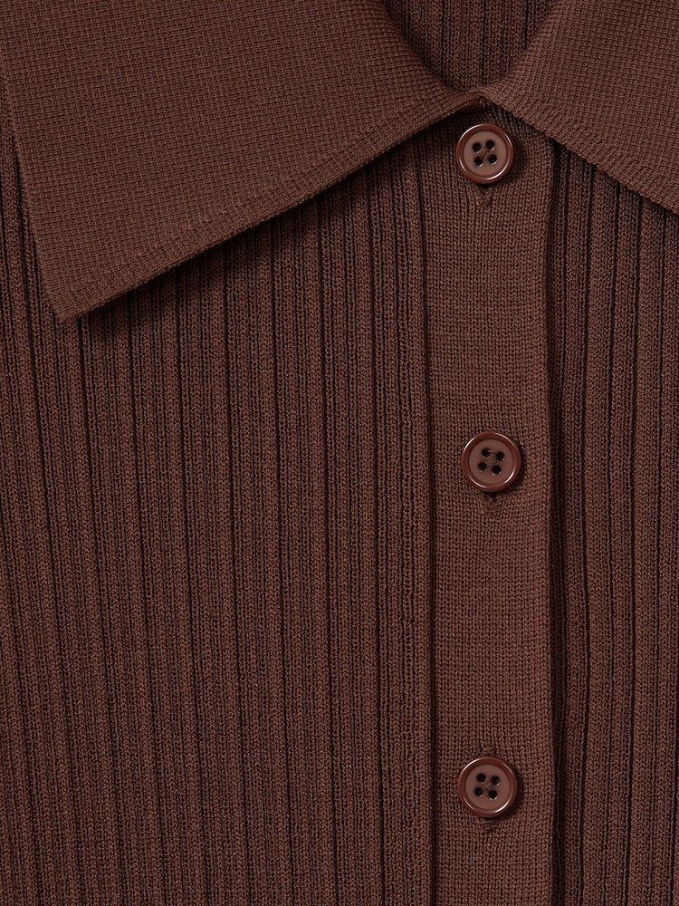 Reiss Maroon Jenna Ribbed Knitted Shirt - Image 5 of 5